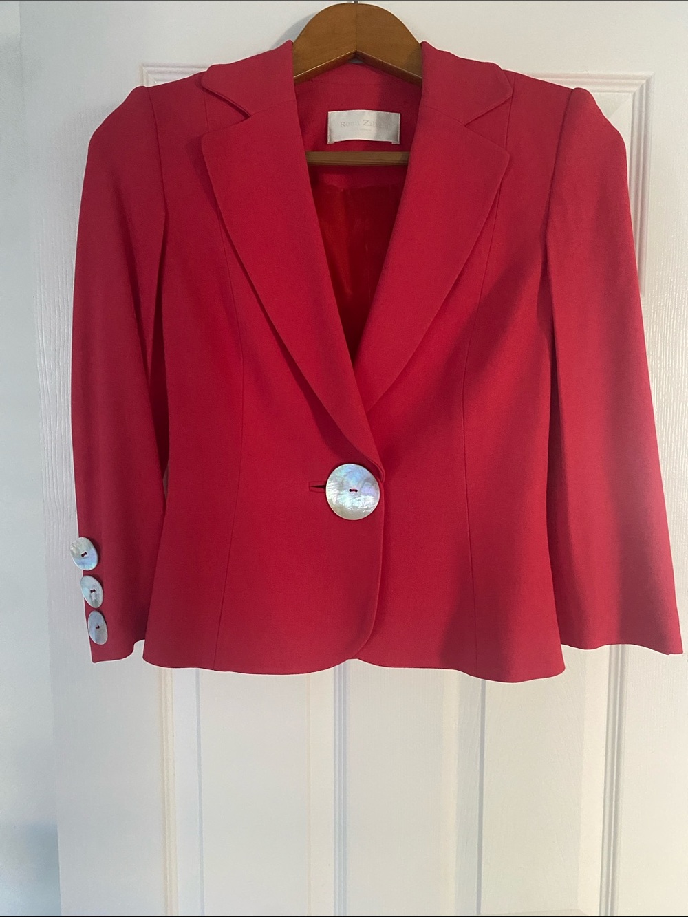 Elegant Red Single-Button Tailored Blazer by